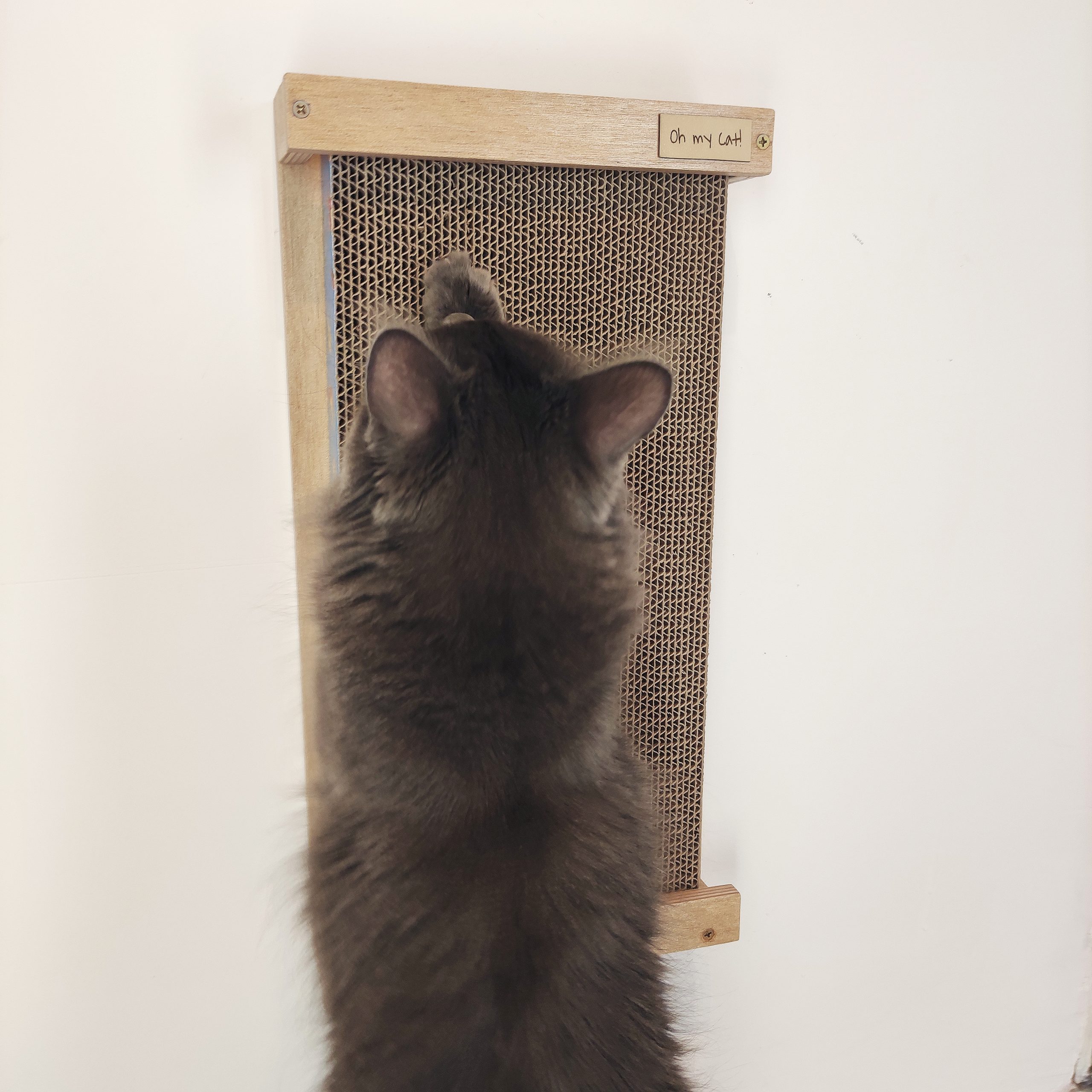 Rascador de cartón con soporte de madera - Imagen 4